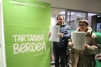 La plataforma Tartanga Berdea ha recogido más de 2.000 firmas.