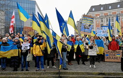 Una concentración reclamó más armas para Ucrania ante la reunión de ministros en Bruselas.