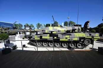Tanque KF51 del fabricante de armas alemán Rheinmetall en la feria de armas Eurosatory