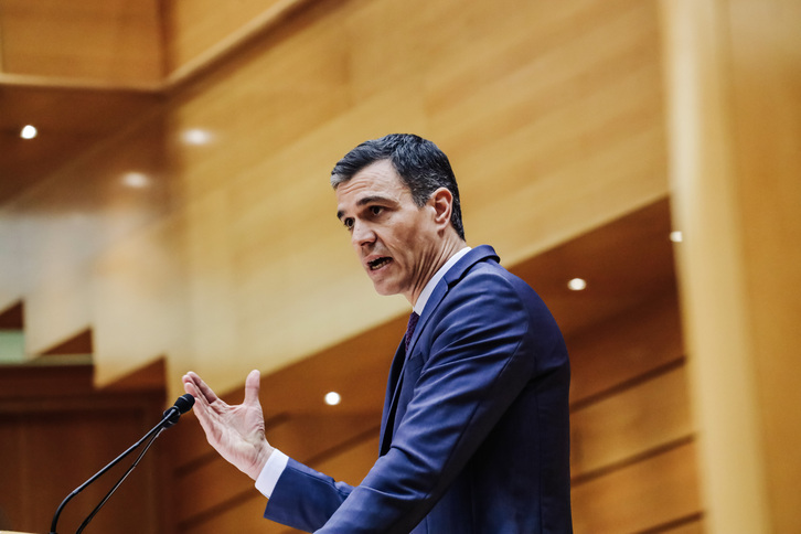 El presidente del Gobierno español, Pedro Sánchez, comparece ante el Pleno del Senado.