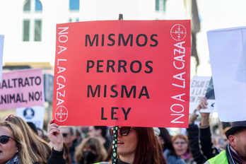 Imagen de archivo de una manifestación que reclama los mismos derechos para los perros de caza.