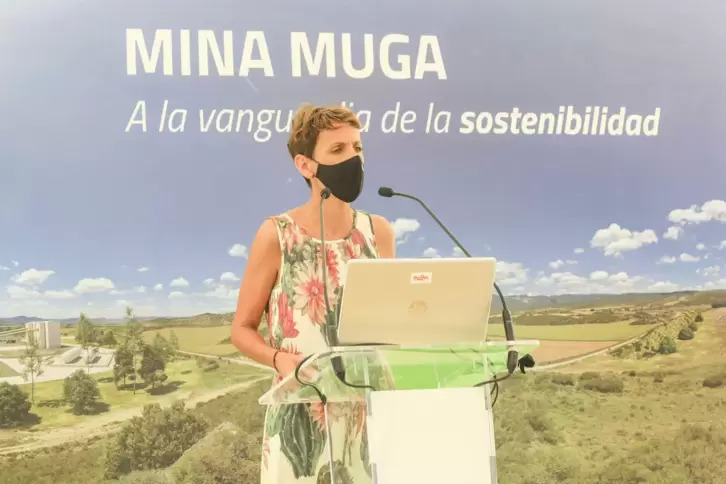 María Chivite, en un acto de promoción de la mina Muga organizado por Geoalcali.