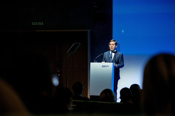 El presidente del BBVA, Carlos Torres, durante la presentación de los resultados de la entidad el pasado 1 de febrero en Madrid.