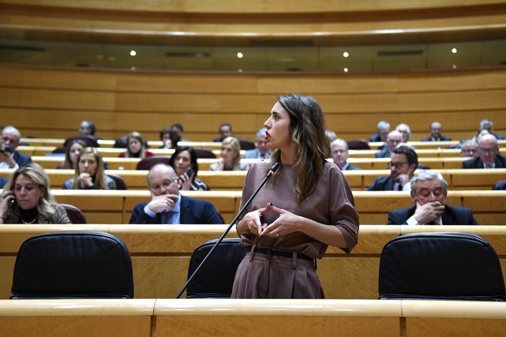 La ministra española de Igualdad, Irene Montero, hace unos días en el Senado.