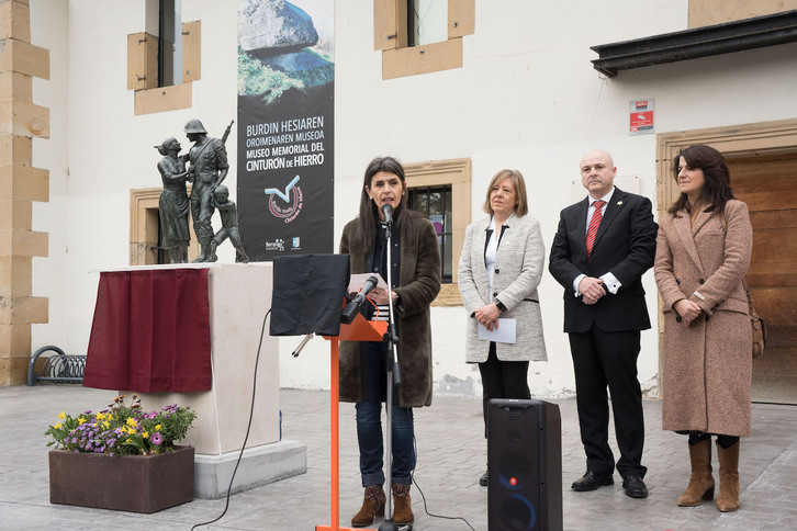 Nerea Melgosa sailburua Berangon, Burdin Hesiaren Oroimenezko Museoaren hamargarren urteurren ekitaldian.