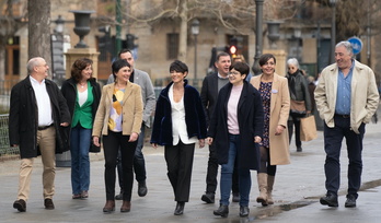 Arnaldo Otegi, junto a los principales candidatos y candidatas de EH Bildu a las próximas forales y municipales.