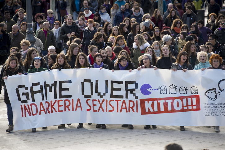 Imagen de archivo de una movilización contra la violencia sexista en Iruñea.