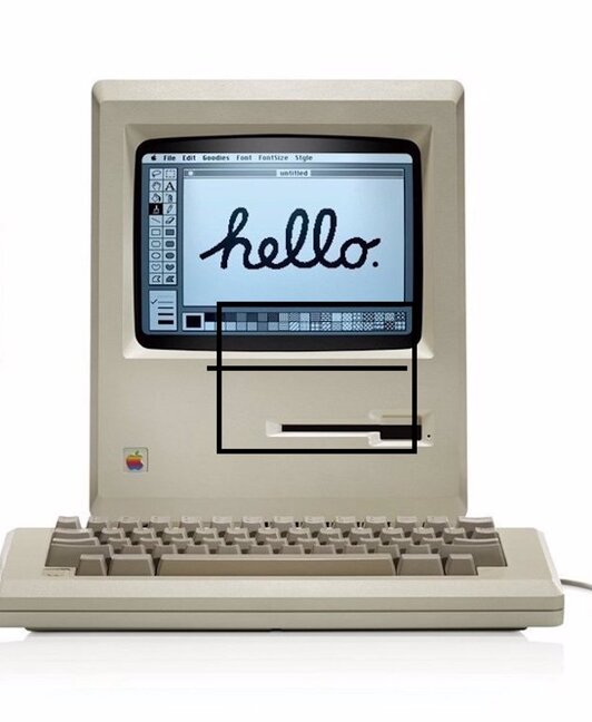 Apple Macintosh ordenagailua, artxiboko irudi batean.