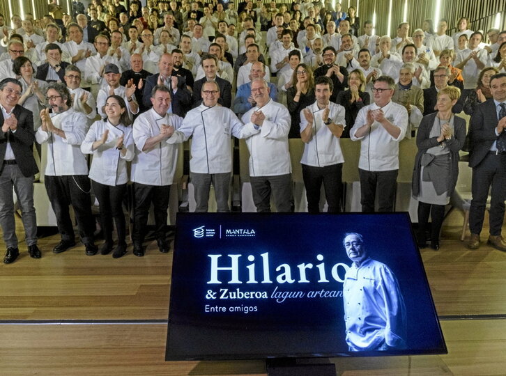 Hilario Arbelaitzi omenaldia, Basque Culinary Centerren, sukaldaritzako lagunekin.