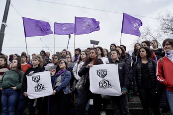 Euskal Herriko Mugimendu Feministaren prentsaurrekoa Bilbon.