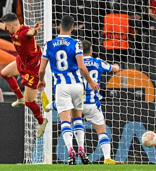 Merino y Gorosabel, en el 1-0 recibido en Roma.