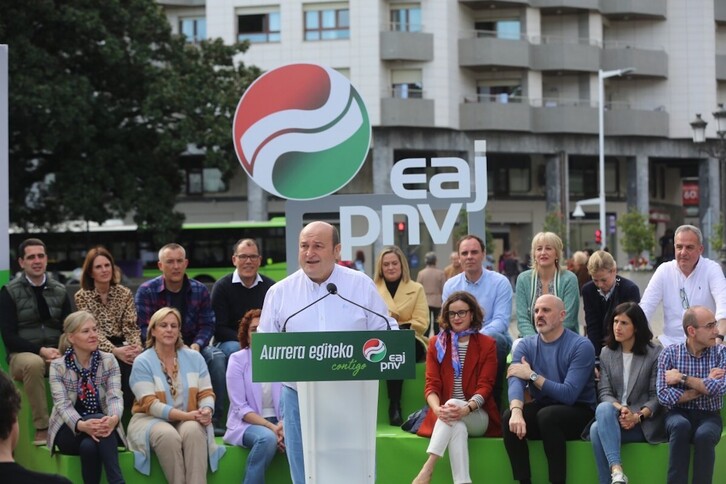 Andoni Ortuzar en la presentación de las candidaturas del PNV en Ezkerraldea y Meatzaldea.