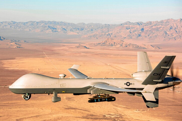 Un dron Reaper MQ-9, en una prueba sobre el desierto de Nevada.