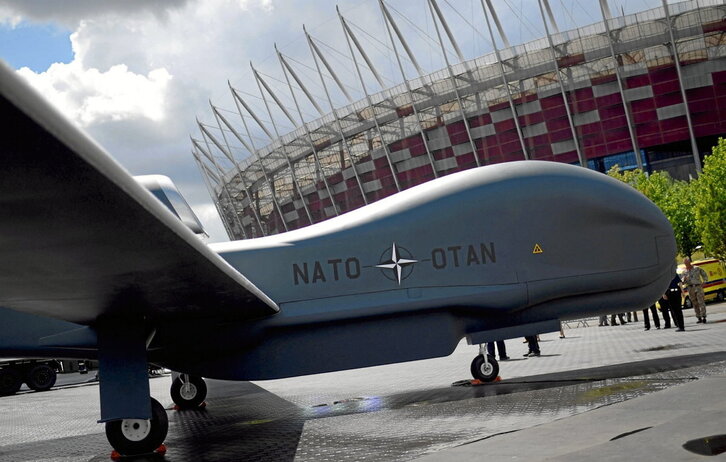 Un dron de la OTAN, en Varsovia.