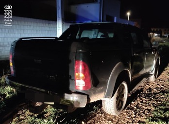 El todoterreno interceptado con 22 perros en Erriberri por la Policía Foral.