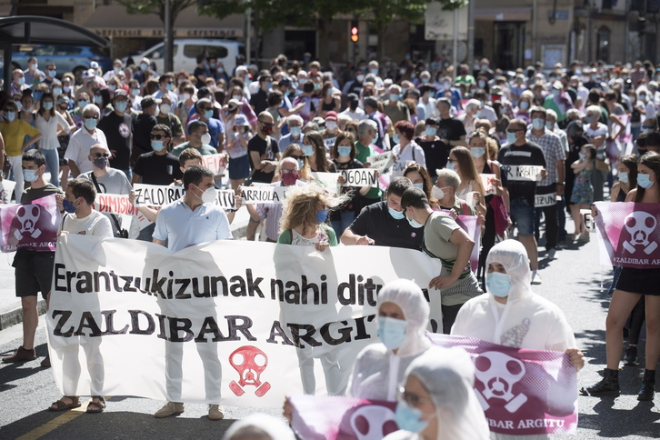 Zabortegian gertatutakoa argitzea eskatzeko manifestazioa Eibarren 2020ko ekainean.