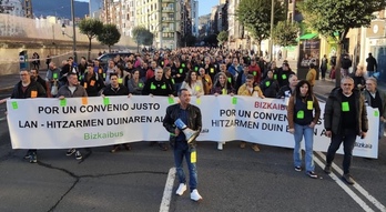 Manifestación de los trabajadores de Bizkaibus.