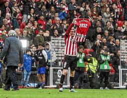 Oihan Sancet anunció su renovación al acabar el partido ante el Getafe.