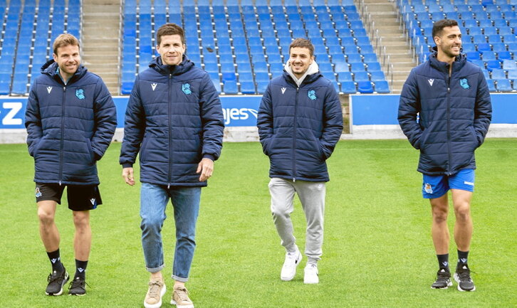 Asier Illarramendi, Igor Zubeldia, Andoni Gorosabel y Mikel Merino transmitieron ayer sus sensaciones antes del derbi.