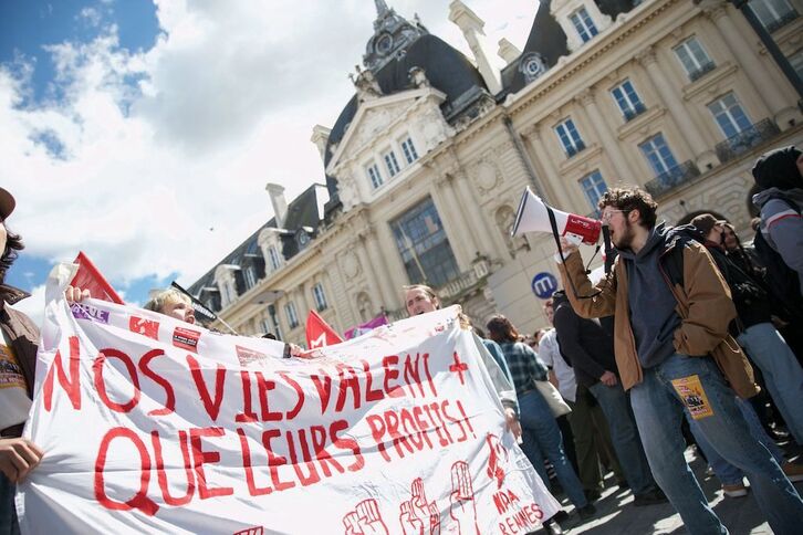 Movilización contra la reforma en la ciudad bretona de Rennes.