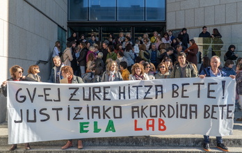 Justizia Administrazioko langileek astelehenean Donostian egindako mobilizazioa.