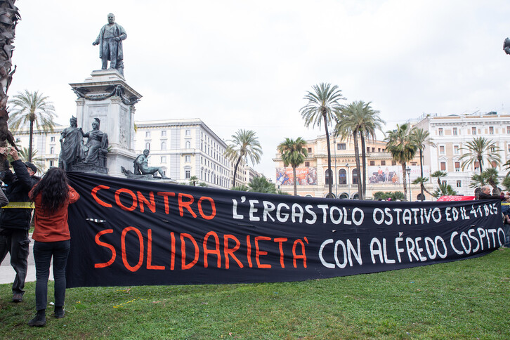 Movilización en solidaridad con Cospito frente al Palacio de Justicia de Roma, en una imagen de archivo. 