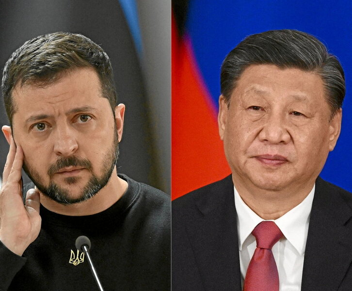Volodimir Zelenski y Xi Jinping.