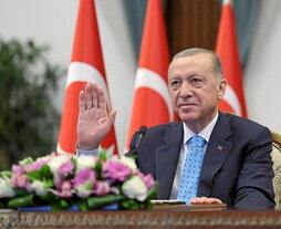 Erdogan, durante su intervención desde el palacio presidencial.