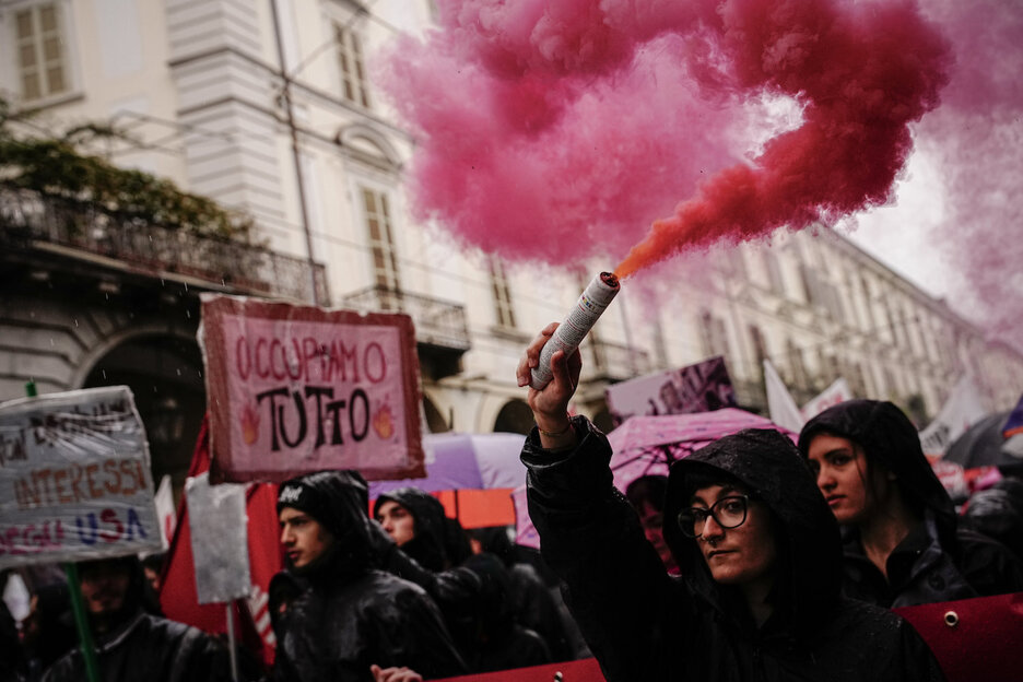 Participación en la manifestación del Primero de Mayo en Turín. 