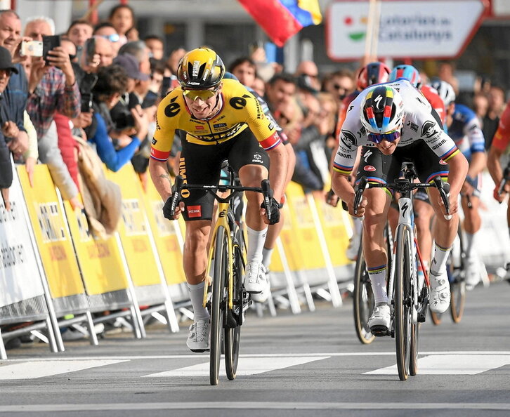 Roglic y Evenepoel, en su último duelo en la Volta ganado por el esloveno.