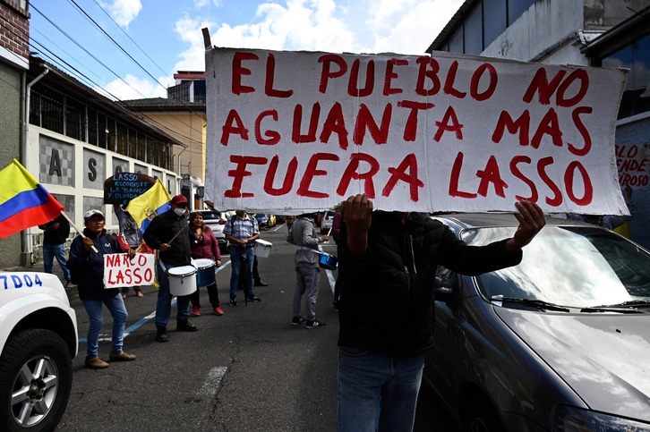 Protesta contra Lasso en Quito.