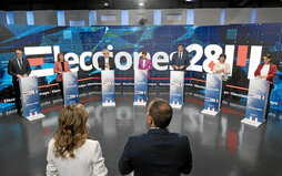 Un momento del debate electoral celebrado ante las cámaras de Navarra TV.