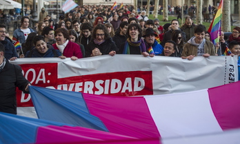 Transfobiaren aurkako manifestazio bat, Iruñean. 