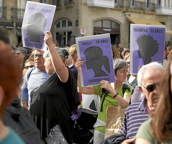 Imagen que dejó la movilización en Gasteiz contra el último crimen machista.