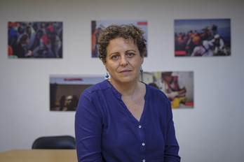 Paula Gil, presidenta de Médicos Sin Fronteras en el Estado español, en la sede que la ONG tiene en Bilbo.