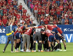 Plantilla, cuerpo técnico y público celebran la clasificación para la Conference.