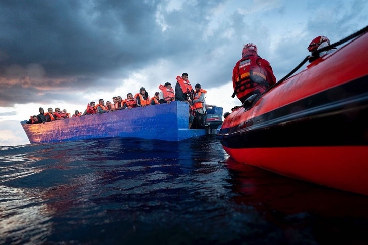 Itsas Salbamendu Humanitarioaren erreskate baten artxiboko irudia.