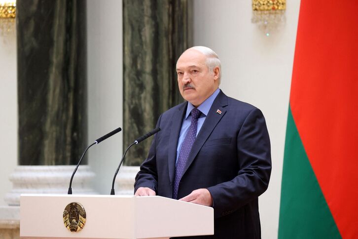 Alexander Lukashenko, durante un acto este martes en Minsk, capital de Bielorrusia.