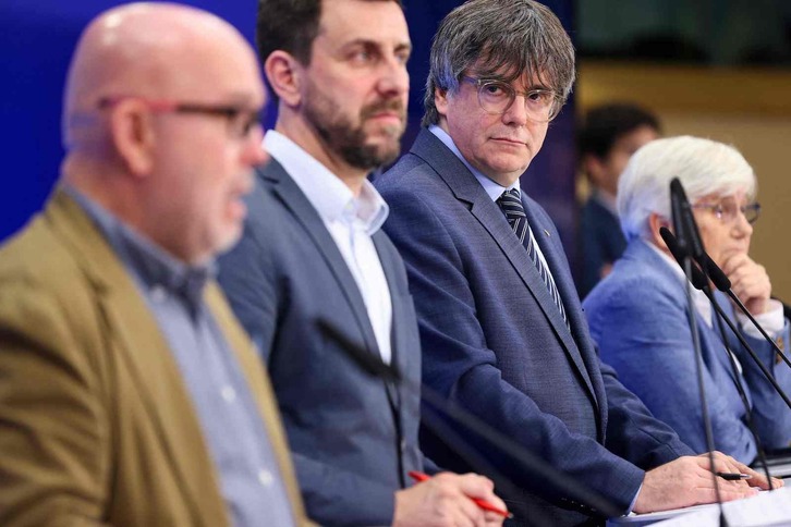 Carles Puigdemont este miércoles en una comparecencia ofrecida en Bruselas.