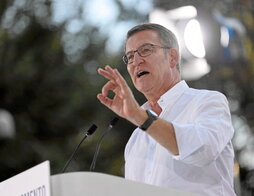 Alberto Núñez Feijóo, en el acto electoral de anoche en Madrid.