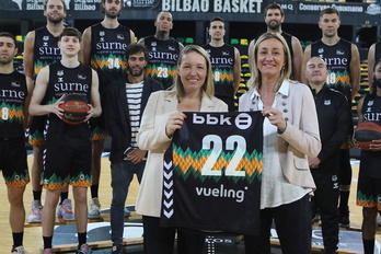 Isabel Iturbe, presidenta de Bilbao Basket, durante una pasada presentación de un patrocinador.