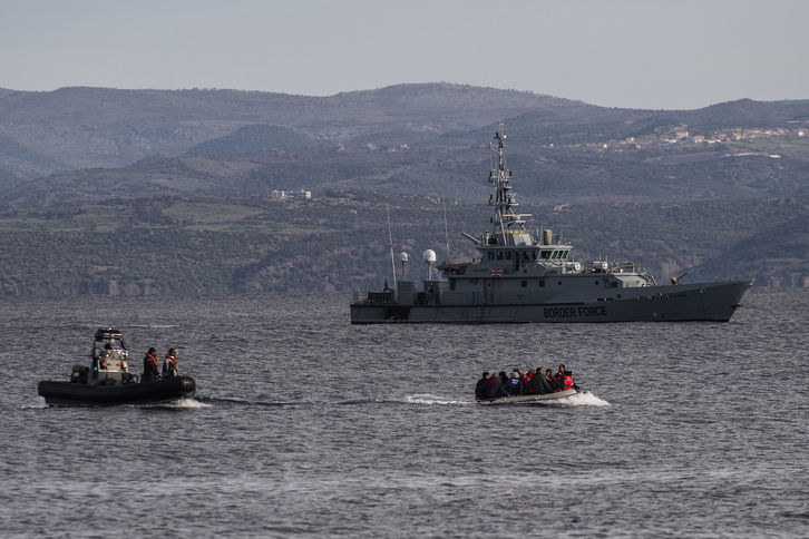 Imagen de archivo de efectivos de Frontex en la costa griega. 