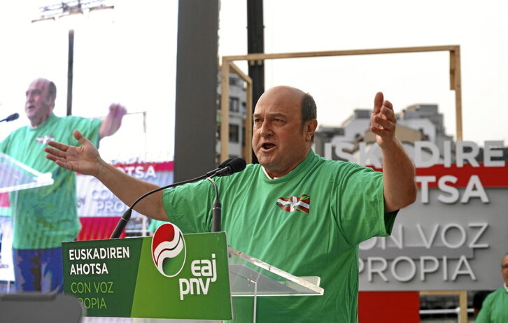 Andoni Ortuzar, en el acto de cierre de campaña para las elecciones del pasado domingo.