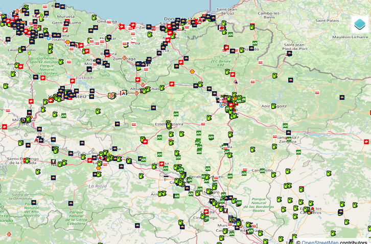 Mapa de gasolineras que elabora el Ministerio español de Transición Ecológica. 