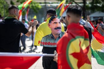Manifestación por la libertad de Ocalan en Lausana, Suiza.