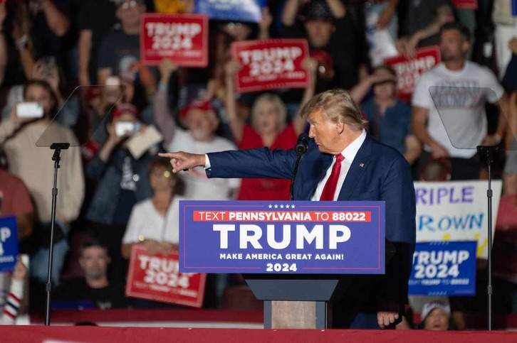 El expresidente de EEUU Donald Trump, en un acto electoral en Pensilvania.
