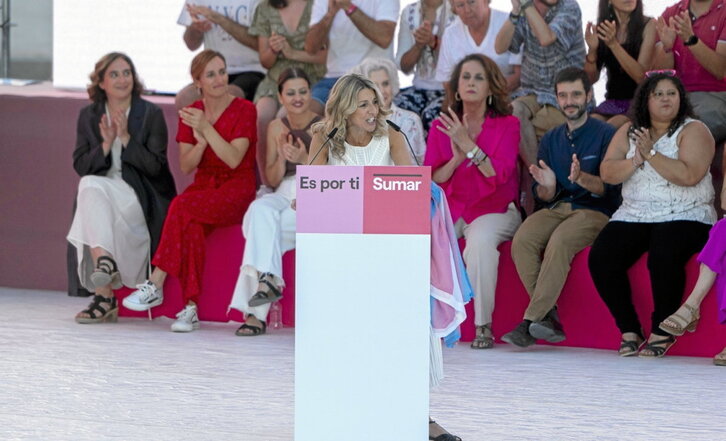 Yolanda Díaz, en el cierre de campaña de Sumar en Madrid.