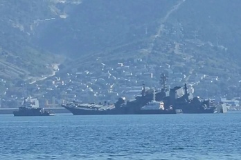 Imagen suministrada por fuentes ucranianas sobre el buque supuestamente atacado.