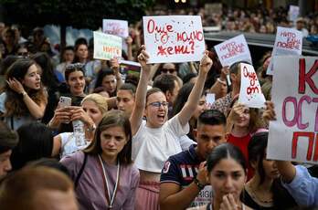 Movilización contra la violencia machista en las calles de Sofia.