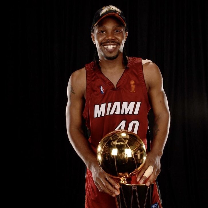 Udonis Haslem hiru aldiz izan da NBAko txapeldun Miami Heat taldearekin.